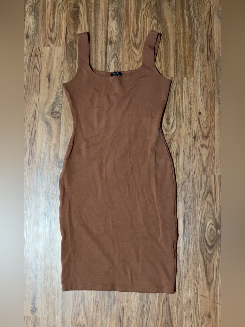 IRIS Brown Scoop Neck Bodycon Dress - Size S